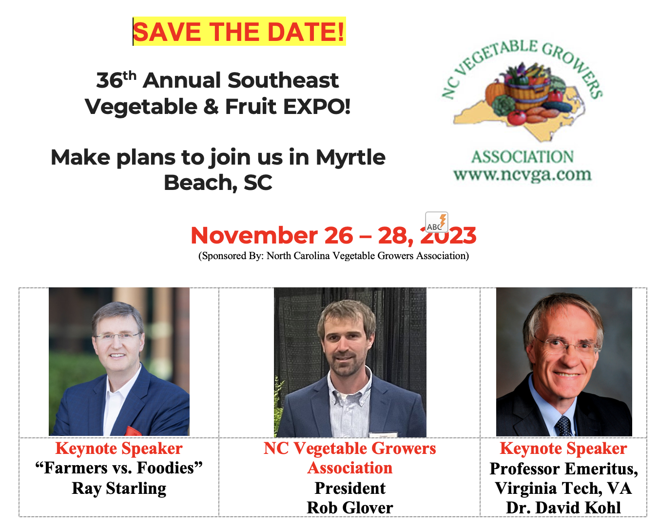Save the Date! 36th Annual Southeast Vegetable & Fruit Expo!